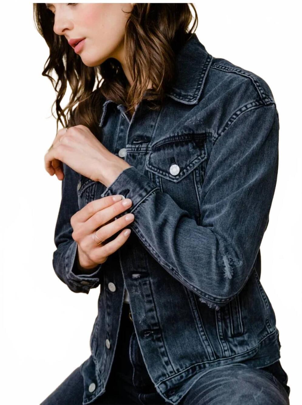 NEW ABLE merly long sleeve denim jacket in blue - Picture 4 of 4